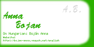 anna bojan business card